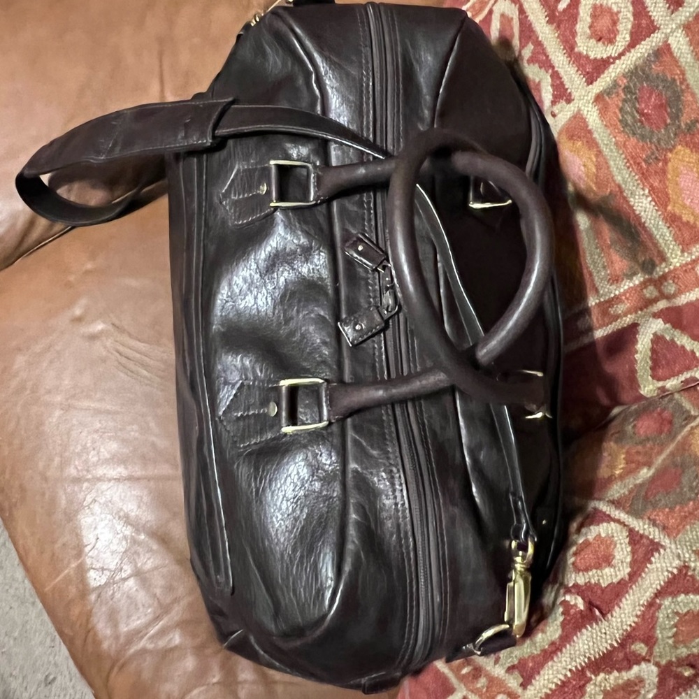 LAND Leather Large Bag Overnight Travel Duffel - Picture 13 of 14
